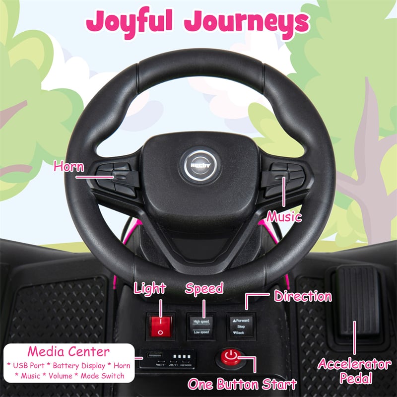 24V Kids Ride On Tractor with Detachable Trailer, Parent Remote, 20° Climbing, Wireless Music & Lights, Electric Vehicle for Boys Girls Ages 3+