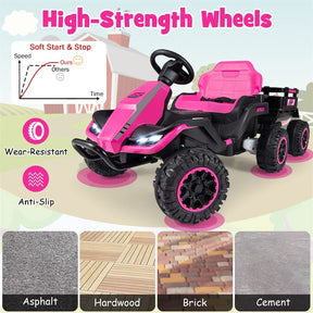 24V Kids Ride On Tractor with Detachable Trailer, Parent Remote, 20° Climbing, Wireless Music & Lights, Electric Vehicle for Boys Girls Ages 3+