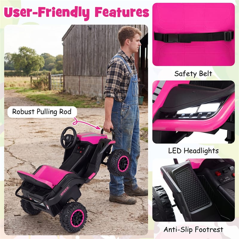 24V Kids Ride On Tractor with Detachable Trailer, Parent Remote, 20° Climbing, Wireless Music & Lights, Electric Vehicle for Boys Girls Ages 3+