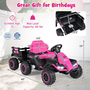 24V Kids Ride On Tractor with Detachable Trailer, Parent Remote, 20° Climbing, Wireless Music & Lights, Electric Vehicle for Boys Girls Ages 3+