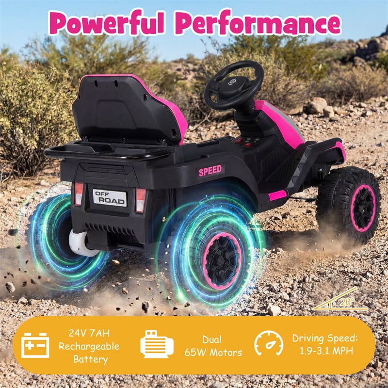 24V Kids Ride On Tractor with Detachable Trailer, Parent Remote, 20° Climbing, Wireless Music & Lights, Electric Vehicle for Boys Girls Ages 3+
