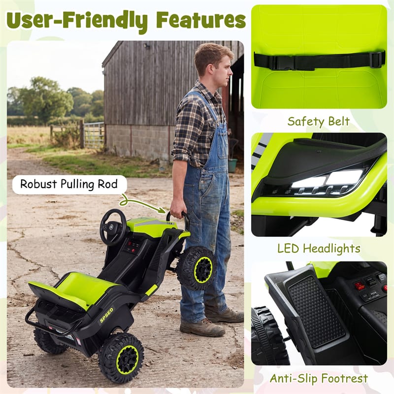 24V Kids Ride On Tractor with Detachable Trailer, Parent Remote, 20° Climbing, Wireless Music & Lights, Electric Vehicle for Boys Girls Ages 3+