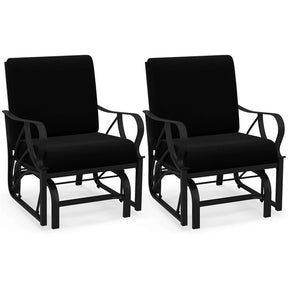 Patio Glider Chair with Thick Cushions Curved Armrest, Heavy Duty Metal Frame Single Person Outdoor Rocking Chair for Porch Garden Yard