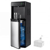 3-in-1 Bottom Loading Water Dispenser with Ice Maker for 5 Gallon Bottle, Stainless Steel Hot and Cold Water Cooler, 33LBS/24H Bullet Ice & Child Lock