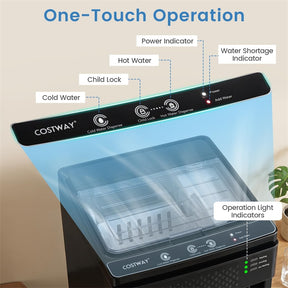 3-in-1 Bottom Loading Water Dispenser with Ice Maker for 5 Gallon Bottle, Stainless Steel Hot and Cold Water Cooler, 33LBS/24H Bullet Ice & Child Lock