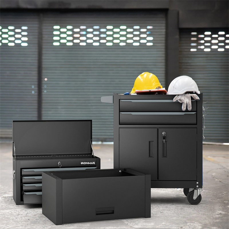 3-in-1 Rolling Tool Chest, 6-Drawer Heavy Duty Steel Tool Cabinet w/ Lockable Toolbox & Universal Wheels, Detachable Garage Tool Box Organizer