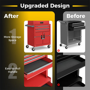 3-in-1 Rolling Tool Chest, 6-Drawer Heavy Duty Steel Tool Cabinet w/ Lockable Toolbox & Universal Wheels, Detachable Garage Tool Box Organizer