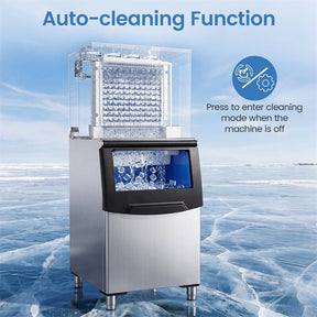450 LBS/24H Commercial Split Ice Maker, Stainless Steel Ice Machine with 250 LBS Storage Bin, Self-Cleaning & Air Cooled for Restaurant Bar Cafe Hotel