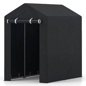 Heavy-Duty Portable Storage Shed, Waterproof Outdoor Carport Garage Tent w/ Roll-up Zipper Door, Metal Shelter for Bike Lawn Mower Firewood