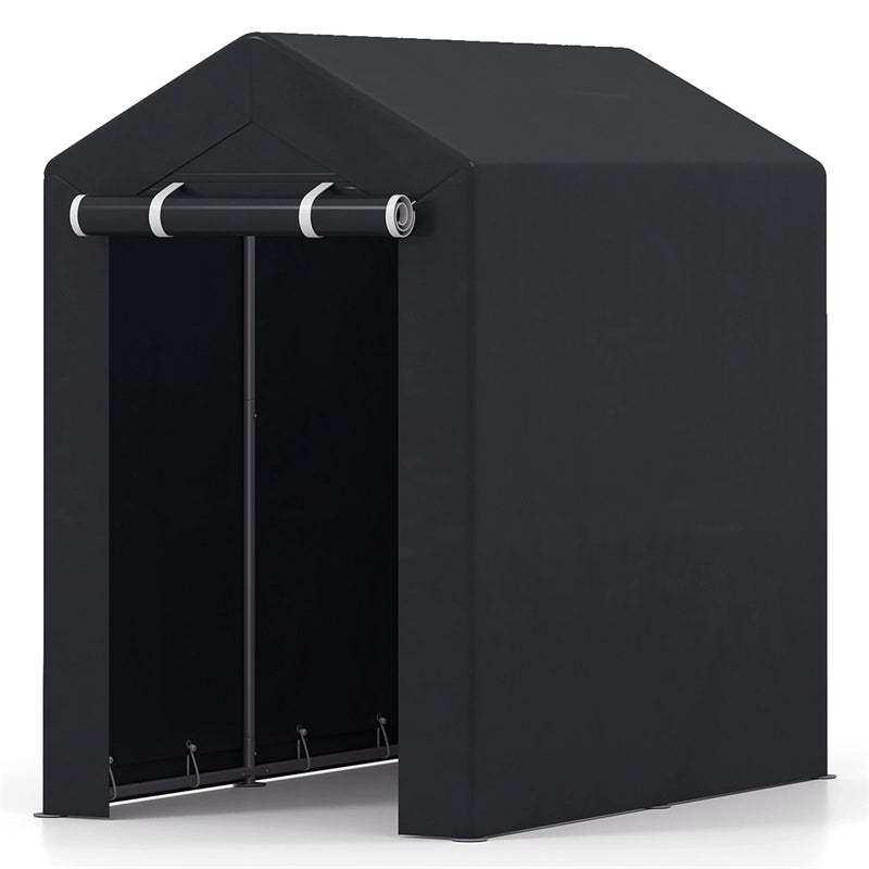 Heavy-Duty Portable Storage Shed, Waterproof Outdoor Carport Garage Tent w/ Roll-up Zipper Door, Metal Shelter for Bike Lawn Mower Firewood