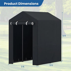 Heavy-Duty Portable Storage Shed, Waterproof Outdoor Carport Garage Tent w/ Roll-up Zipper Door, Metal Shelter for Bike Lawn Mower Firewood