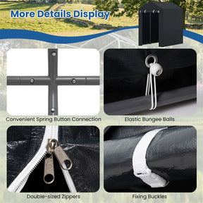 Heavy-Duty Portable Storage Shed, Waterproof Outdoor Carport Garage Tent w/ Roll-up Zipper Door, Metal Shelter for Bike Lawn Mower Firewood
