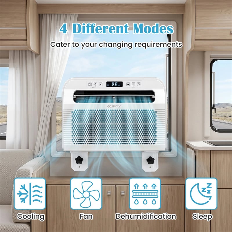 6500 BTU RV Window Air Conditioner, 4-in-1 AC Unit with WiFi App Voice Control 24H Timer, Quiet Smart Cooling Fan Dehumidifier for Caravan Motorhome