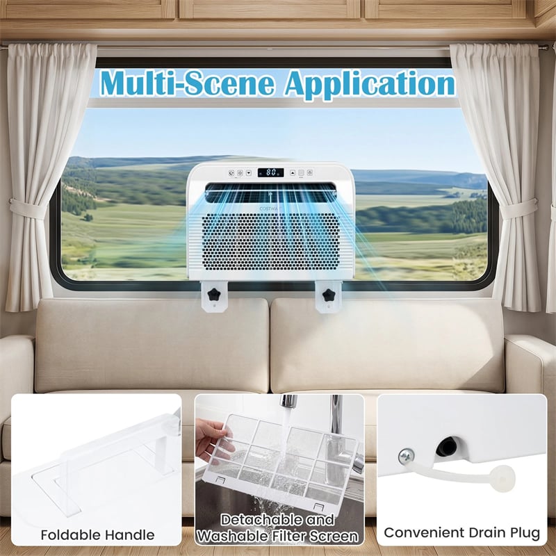 6500 BTU RV Window Air Conditioner, 4-in-1 AC Unit with WiFi App Voice Control 24H Timer, Quiet Smart Cooling Fan Dehumidifier for Caravan Motorhome