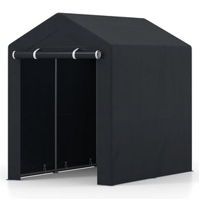 Heavy-Duty Portable Storage Shed, Waterproof Outdoor Carport Garage Tent w/ Roll-up Zipper Door, Metal Shelter for Bike Lawn Mower Firewood