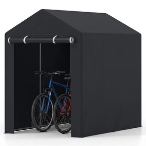 Heavy-Duty Portable Storage Shed, Waterproof Outdoor Carport Garage Tent w/ Roll-up Zipper Door, Metal Shelter for Bike Lawn Mower Firewood