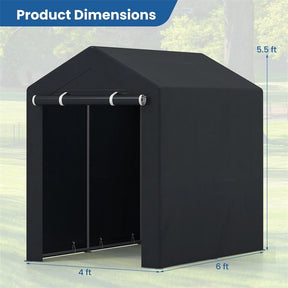 Heavy-Duty Portable Storage Shed, Waterproof Outdoor Carport Garage Tent w/ Roll-up Zipper Door, Metal Shelter for Bike Lawn Mower Firewood