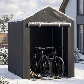 Heavy-Duty Portable Storage Shed, Waterproof Outdoor Carport Garage Tent w/ Roll-up Zipper Door, Metal Shelter for Bike Lawn Mower Firewood