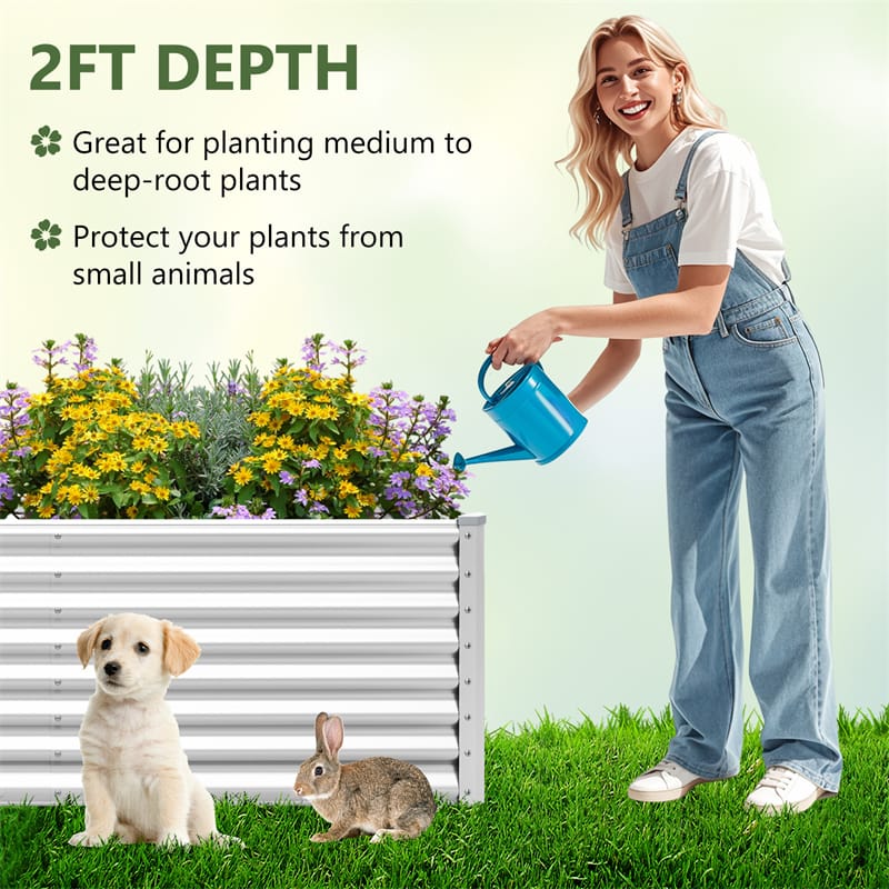 6x3x2 FT Outdoor Metal Raised Garden Bed Planter Box Kit with Open Bottom, 271 Gallon Elevated Garden Planter for Vegetable Herb