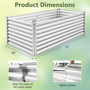 6x3x2 FT Outdoor Metal Raised Garden Bed Planter Box Kit with Open Bottom, 271 Gallon Elevated Garden Planter for Vegetable Herb
