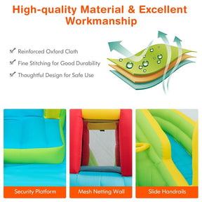 7-in-1 Inflatable Water Slide Park, Kids Blow Up Bounce House with Slide, Splash Pool, Climbing Wall & Water Cannons for Backyard