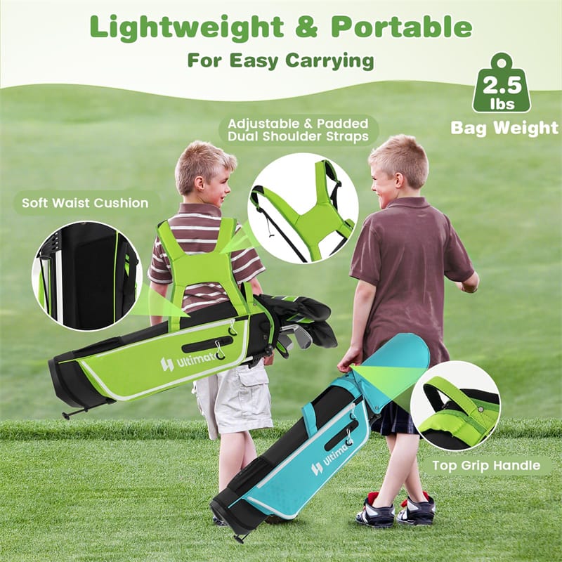 7 Piece Junior Complete Golf Club Set for Kids Age 11-13 Right Hand, Children Golf Clubs with #1 Driver #4 Hybrid #7/9/S Irons Putter Stand Bag