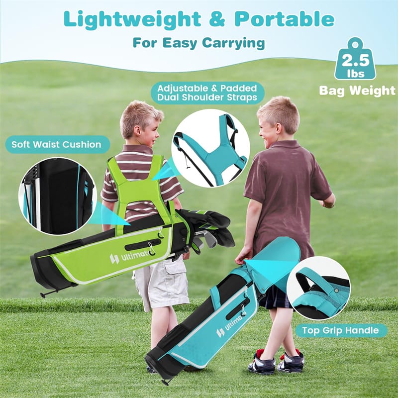 7 Piece Junior Complete Golf Club Set for Kids Age 11-13 Right Hand, Children Golf Clubs with #1 Driver #4 Hybrid #7/9/S Irons Putter Stand Bag