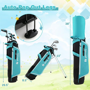 7 Piece Junior Complete Golf Club Set for Kids Age 11-13 Right Hand, Children Golf Clubs with #1 Driver #4 Hybrid #7/9/S Irons Putter Stand Bag