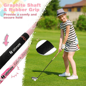 7 Piece Junior Complete Golf Club Set for Kids Age 11-13 Right Hand, Children Golf Clubs with #1 Driver #4 Hybrid #7/9/S Irons Putter Stand Bag