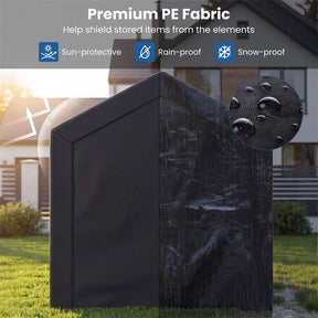 Heavy-Duty Portable Storage Shed, Waterproof Outdoor Carport Garage Tent w/ Roll-up Zipper Door, Metal Shelter for Bike Lawn Mower Firewood