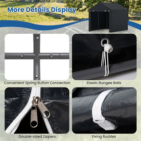 Heavy-Duty Portable Storage Shed, Waterproof Outdoor Carport Garage Tent w/ Roll-up Zipper Door, Metal Shelter for Bike Lawn Mower Firewood
