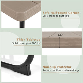 8 Person Square Picnic Table and Bench Set, Outdoor HDPE Patio Dining Set with Umbrella Hole & Metal Frame, 2000lbs Capacity for Backyard