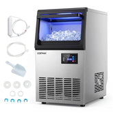 80 LBS/24H Spray-Type Commercial Ice Maker, 15" Built-in Undercounter Stainless Steel Ice Machine w/ 30 LBS Storage & Self-Cleaning for Home Bar Cafe
