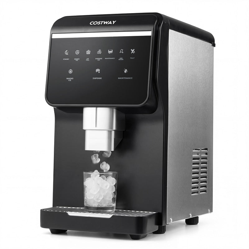 80 LBS/Day Nugget Ice Maker Countertop, Self-Dispensing Chewable Pellet Ice Machine with 7.5 LBS Storage & Auto Cleaning for Home, Office, Party, RV