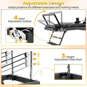 Foldable Pilates Reformer Machine for Home Gym, 84" Professional Pilates Equipment w/ Jump Board & Dual Resistance System, All Levels, 660lbs Capacity