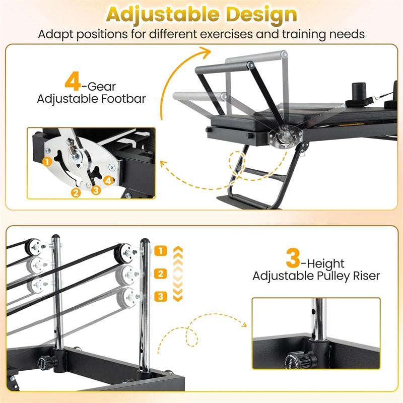 Foldable Pilates Reformer Machine for Home Gym, 84" Professional Pilates Equipment w/ Jump Board & Dual Resistance System, All Levels, 660lbs Capacity
