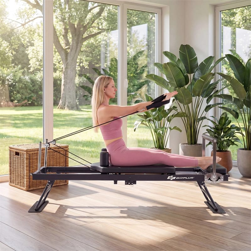 Foldable Pilates Reformer Machine for Home Gym, 84" Professional Pilates Equipment w/ Jump Board & Dual Resistance System, All Levels, 660lbs Capacity