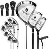 Men's Complete Golf Club Set, 9 Piece Right Handed Golf Club Package Set with 460cc Driver, Fairway Wood, Hybrid, Irons, Putter & 3 Head Covers