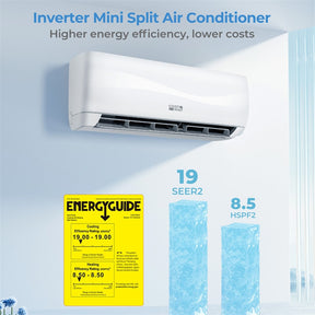 9100 BTU Mini Split Air Conditioner & Heater, Inverter Ductless AC Heat Pump System, Full Installation Kit, Cools up to 450 Sq Ft