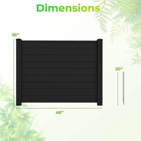 Air Conditioner Fence 2/4 Panels, 48"W x 38"H No-Dig Outdoor Privacy Screen Trash Can Enclosure w/ Stakes, Vinyl Garden Picket Fence