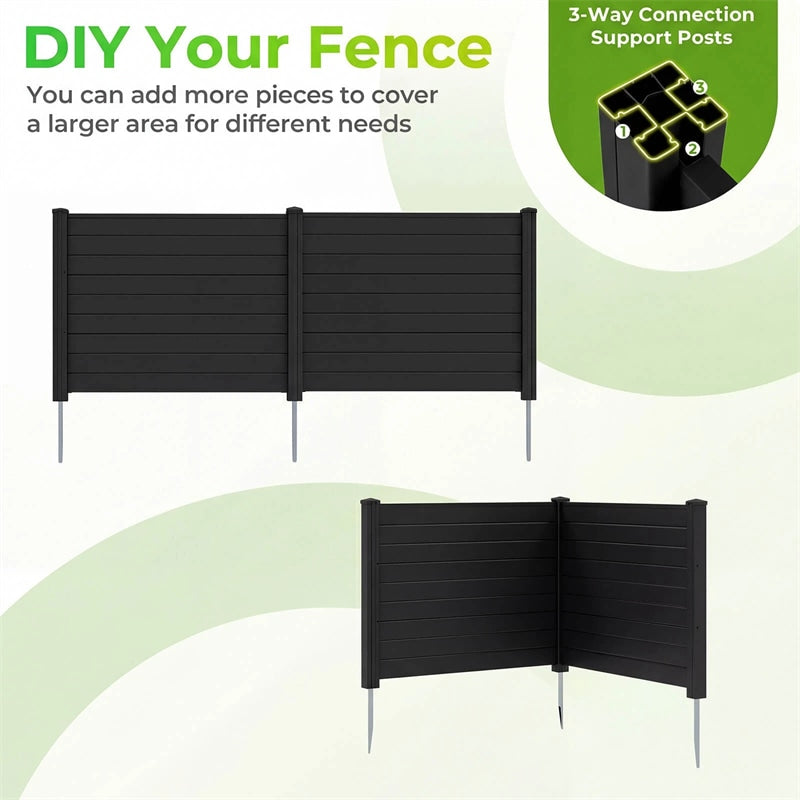 Air Conditioner Fence 2/4 Panels, 48"W x 38"H No-Dig Outdoor Privacy Screen Trash Can Enclosure w/ Stakes, Vinyl Garden Picket Fence