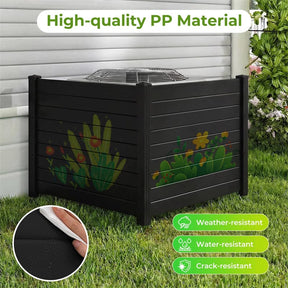 Air Conditioner Fence 2/4 Panels, 48"W x 38"H No-Dig Outdoor Privacy Screen Trash Can Enclosure w/ Stakes, Vinyl Garden Picket Fence