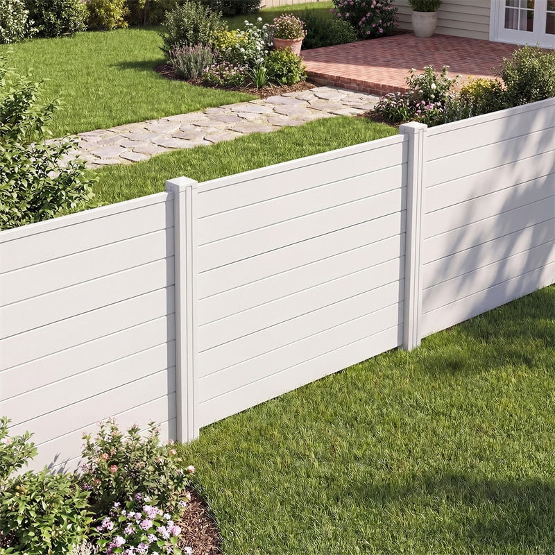 Air Conditioner Fence 2/4 Panels, 48"W x 38"H No-Dig Outdoor Privacy Screen Trash Can Enclosure w/ Stakes, Vinyl Garden Picket Fence