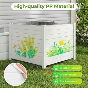 Air Conditioner Fence 2/4 Panels, 48"W x 38"H No-Dig Outdoor Privacy Screen Trash Can Enclosure w/ Stakes, Vinyl Garden Picket Fence