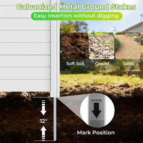 Air Conditioner Fence 2/4 Panels, 48"W x 38"H No-Dig Outdoor Privacy Screen Trash Can Enclosure w/ Stakes, Vinyl Garden Picket Fence