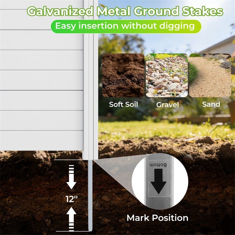 Air Conditioner Fence 2/4 Panels, 48"W x 38"H No-Dig Outdoor Privacy Screen Trash Can Enclosure w/ Stakes, Vinyl Garden Picket Fence