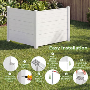 Air Conditioner Fence 2/4 Panels, 48"W x 38"H No-Dig Outdoor Privacy Screen Trash Can Enclosure w/ Stakes, Vinyl Garden Picket Fence