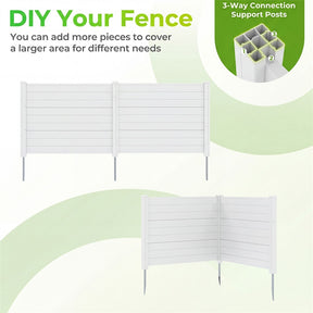 Air Conditioner Fence 2/4 Panels, 48"W x 38"H No-Dig Outdoor Privacy Screen Trash Can Enclosure w/ Stakes, Vinyl Garden Picket Fence