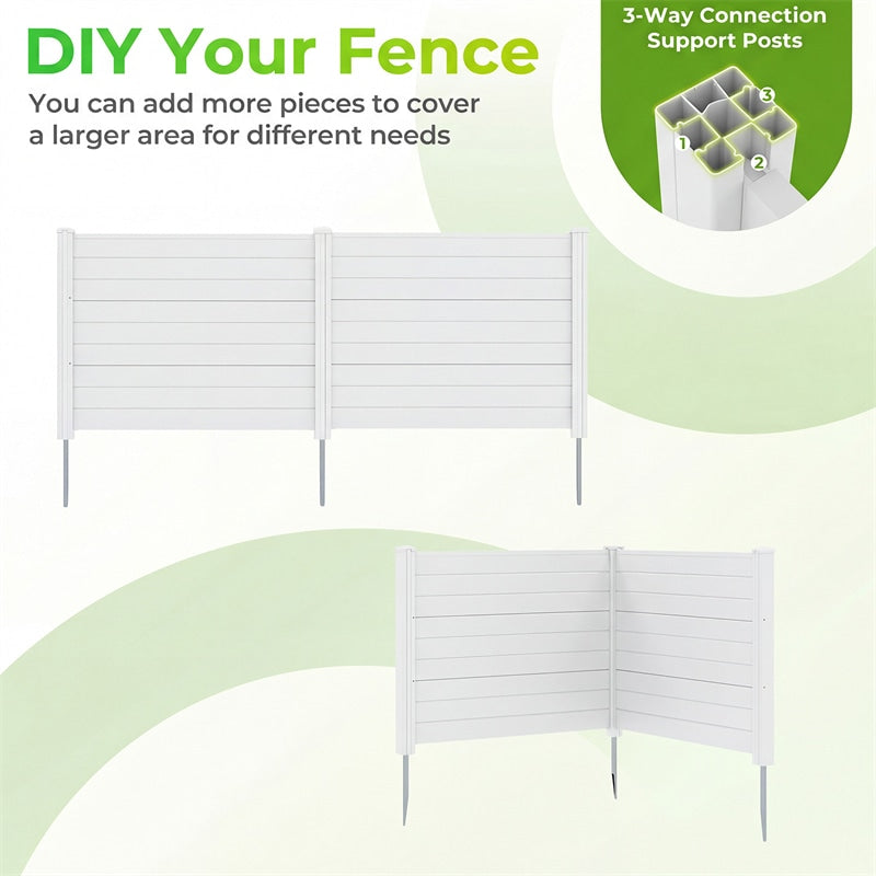 Air Conditioner Fence 2/4 Panels, 48"W x 38"H No-Dig Outdoor Privacy Screen Trash Can Enclosure w/ Stakes, Vinyl Garden Picket Fence