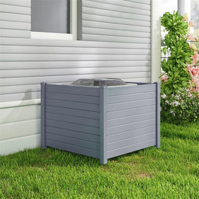 Air Conditioner Fence 2/4 Panels, 48"W x 38"H No-Dig Outdoor Privacy Screen Trash Can Enclosure w/ Stakes, Vinyl Garden Picket Fence